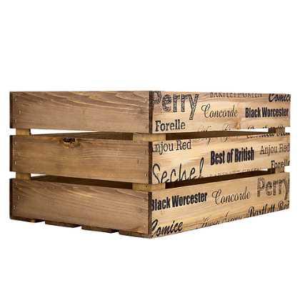 Apple and Pears Printed Wooden Crate