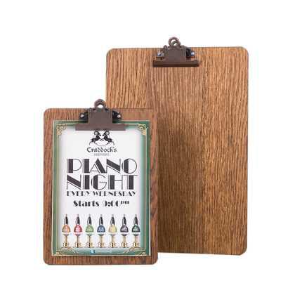 Antique Bronze Clip Wooden Clipboard