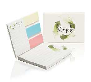 Sticky notes set in recycled paper softcover