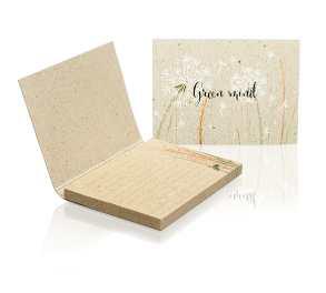 Sticky notes in grass paper softcover