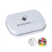 Convex tin with hinge with mints