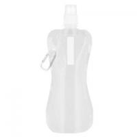 Foldable Flexi Water Bottle with Carabiner Clip - 400ml White