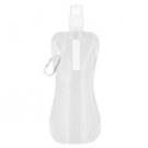 Foldable Flexi Water Bottle with Carabiner Clip - 400ml White
