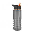 Tritan Pure Sports Water Bottle - 750ml Translucent Black/Orange