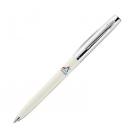 WHITE PLASTIC BARREL, CAP-O-MATIC SPACE PEN WITH CHROME CAP AND MULTICOLOURED PRINTED ARTEMIS LOGO – f775-w-art