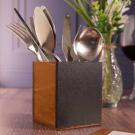 Dark Oak Wooden Cutlery Holder with Chalkboard Sides