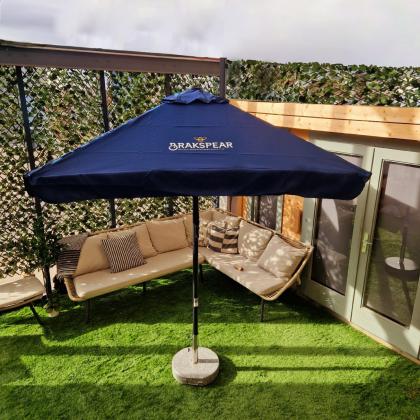 Printed Parasols: Black Aluminium Eco Parasol - 2m x 2m  Square Canopy