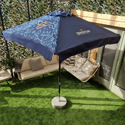 Printed Parasols: Black Aluminium Eco Parasol - 2m x 2m  Square Canopy