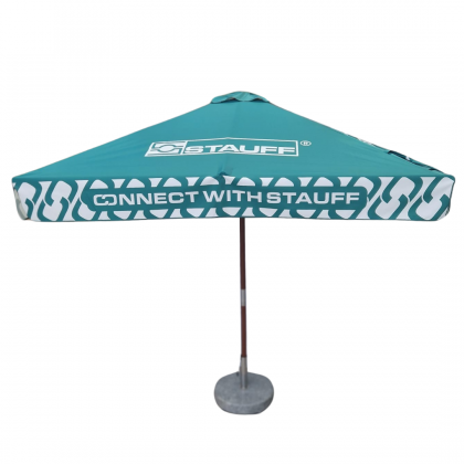 Printed Parasols: Classic PLUS Sustainable Certified Sustainably Sourced Wood Eco Parasol - 3m x 3m Square Canopy