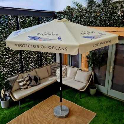 Printed Parasols: Black Aluminium Eco Parasol - 2.5m Round Canopy