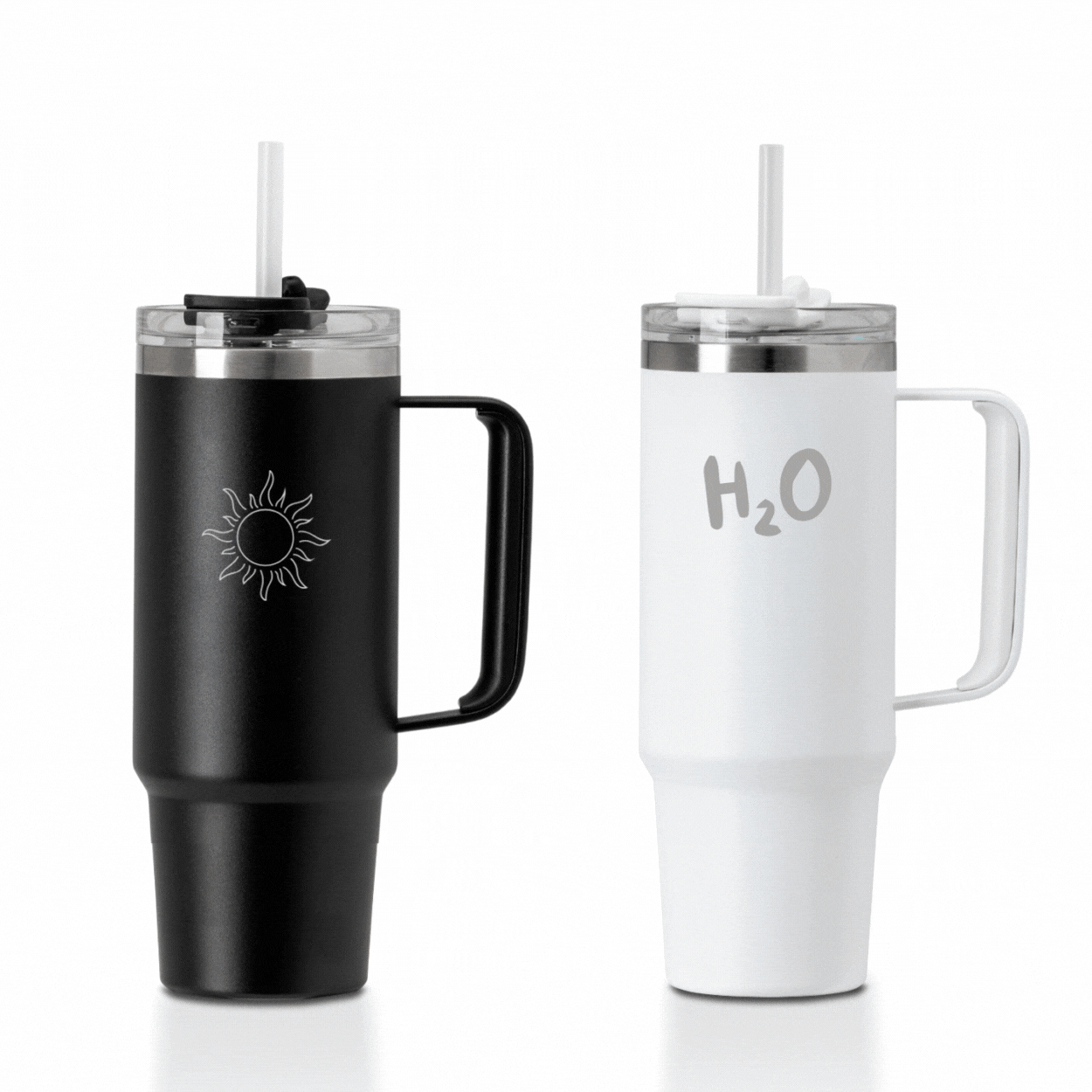Grande 880ml recycled insulated cup with straw