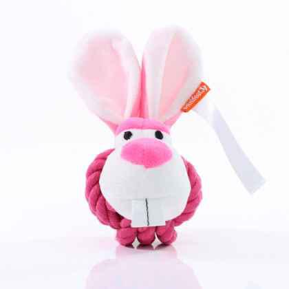 Dog toy knotted animal rabbit-pink-one size