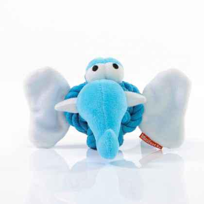 Dog toy knotted animal elephant-blue-one size