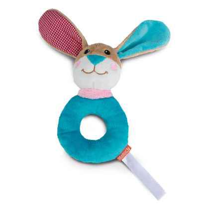 grasp toy rabbit with rattle, round