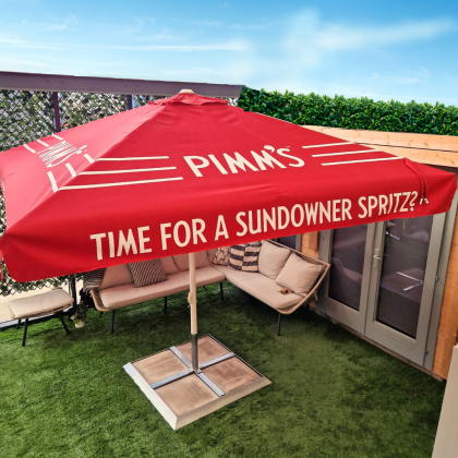 Printed Parasols: Premium Strong Aluminium Eco Parasol - 4m x 4m Square Canopy