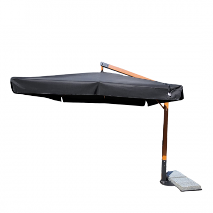 Printed Parasols: Premium Cantilever with Wood Effect Eco Parasol - 3m x 3m Square Canopy