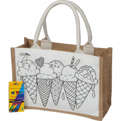 Jute cotton bag for colouring in Jute cotton bag for colouring in