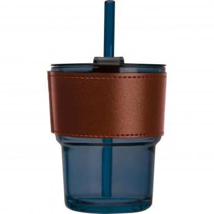 Coloured drinking glass with glass straw