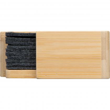 10 felt coasters in bamboo stand