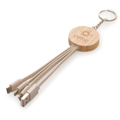 Round Bamboo & Wheat Straw Charger Keyring  (24517)