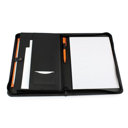 Picture of ECO a4 zipped conference portfolio with gussetted pocket for small laptop or tablet in COMO rPET