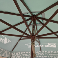 Printed Parasols: Classic PLUS Sustainable Certified Sustainably Sourced Wood Eco Parasol - 2.5m x 2.5m Square Canopy