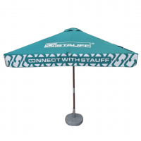 Printed Parasols: Classic PLUS Sustainable Certified Sustainably Sourced Wood Eco Parasol - 2.5m x 2.5m Square Canopy