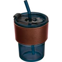Coloured drinking glass with glass straw