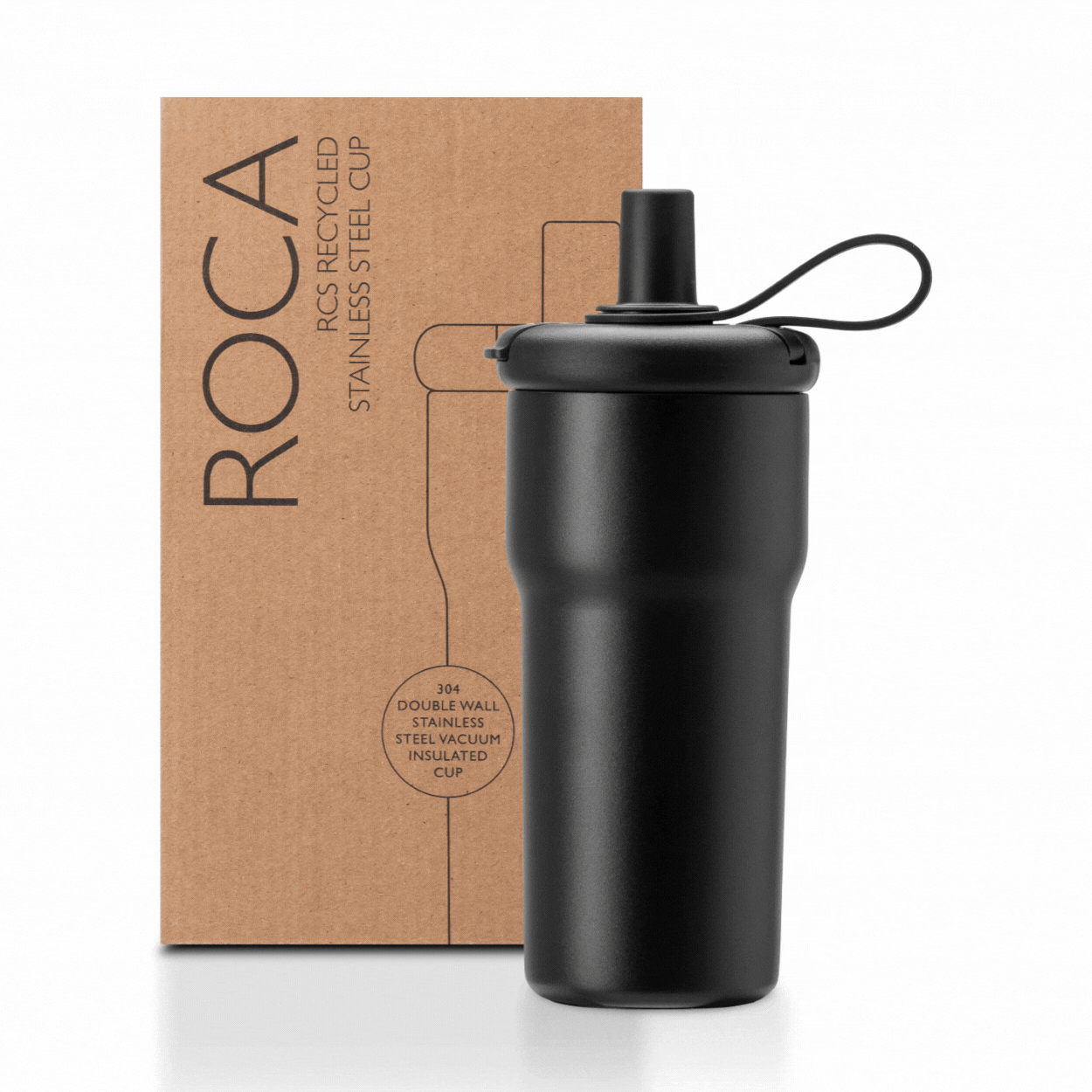 Roca recycled stainless steel insulated cup with integrated straw - 600ml