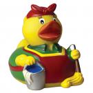 Cleaning lady squeaking duck