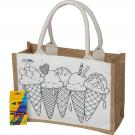 Jute cotton bag for colouring in
