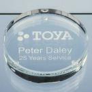 9cm x 18mm Clear Glass Round Paperweight  (24431)