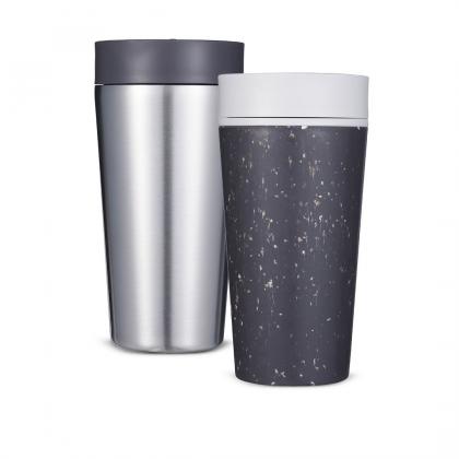 Circular Stainless Steel Travel Mug, 12oz Home & Away Bundle