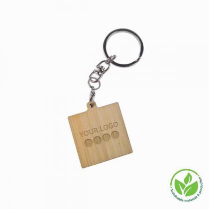 Key Ring Bamboo Square 30 mm, Engraving