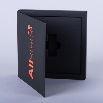 Hinged Lid Promotional Box With Board Plinth To Hold USB