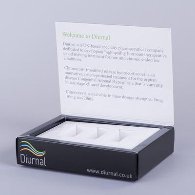 Hinged Lid Box Promotional Box With Board Fitment Holding Vials