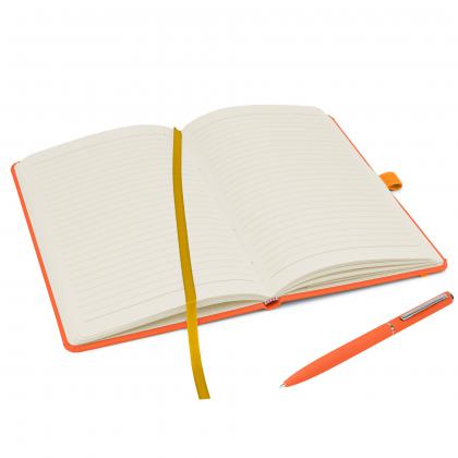 Notes London - Wilson A5 Certified Sustainably Sourced  Notebook & Pen Set in Orange