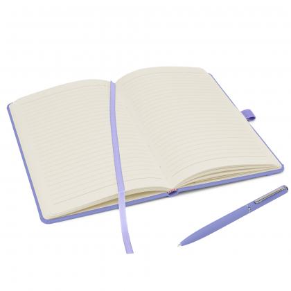 Notes London - Wilson A5 Certified Sustainably Sourced  Notebook & Pen Set in Pastel Purple