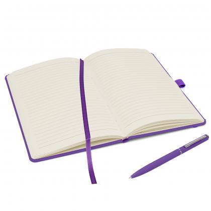 Notes London - Wilson A5 Certified Sustainably Sourced  Notebook & Pen Set in Purple