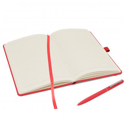 Notes London - Wilson A5 Certified Sustainably Sourced  Notebook & Pen Set in Red