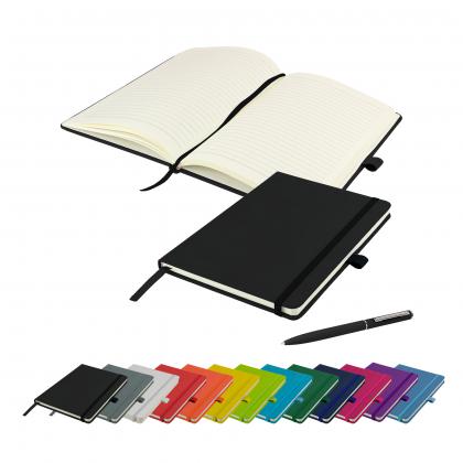 Watson A5 Budget Soft Touch PU Notebook & Pen Set in Black