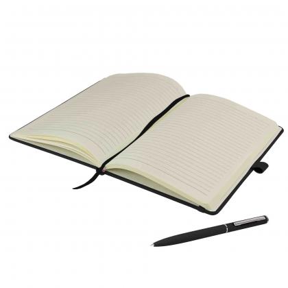 Watson A5 Budget Soft Touch PU Notebook & Pen Set in Black