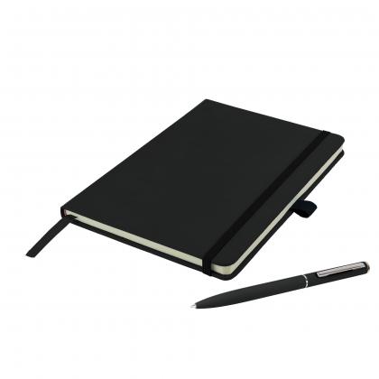 Watson A5 Budget Soft Touch PU Notebook & Pen Set in Black