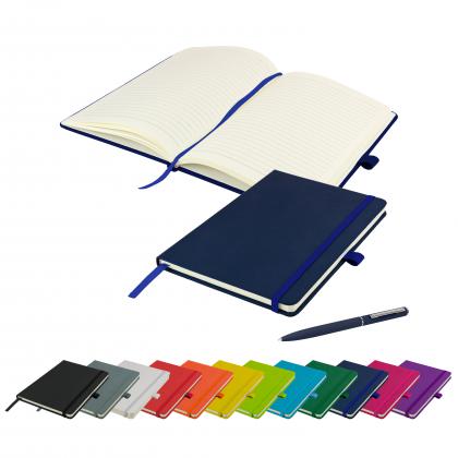 Watson A5 Budget Soft Touch PU Notebook & Pen Set in Navy