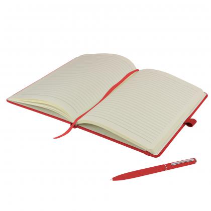 Watson A5 Budget Soft Touch PU Notebook & Pen Set in Red