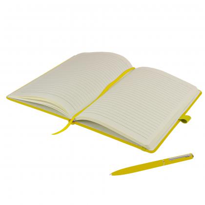 Watson A5 Budget Soft Touch PU Notebook & Pen Set in Yellow