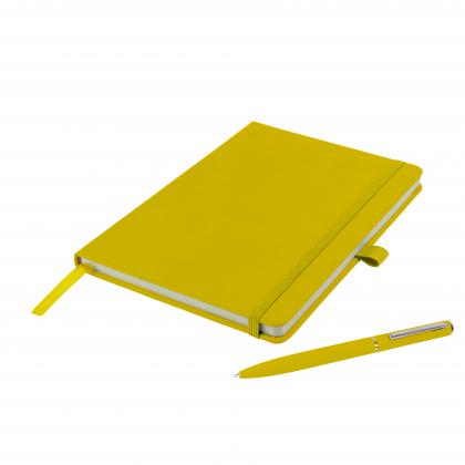Watson A5 Budget Soft Touch PU Notebook & Pen Set in Yellow