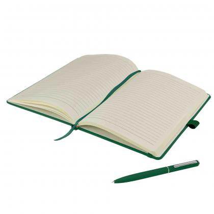 Watson A5 Budget Soft Touch PU Notebook & Pen Set in Green