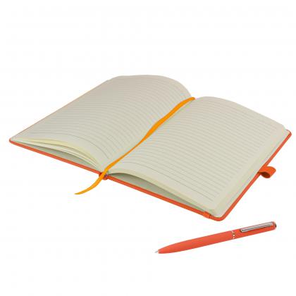 Watson A5 Budget Soft Touch PU Notebook & Pen Set in Orange