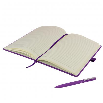Watson A5 Budget Soft Touch PU Notebook & Pen Set in Purple